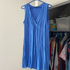 Blue V-Neck Dress